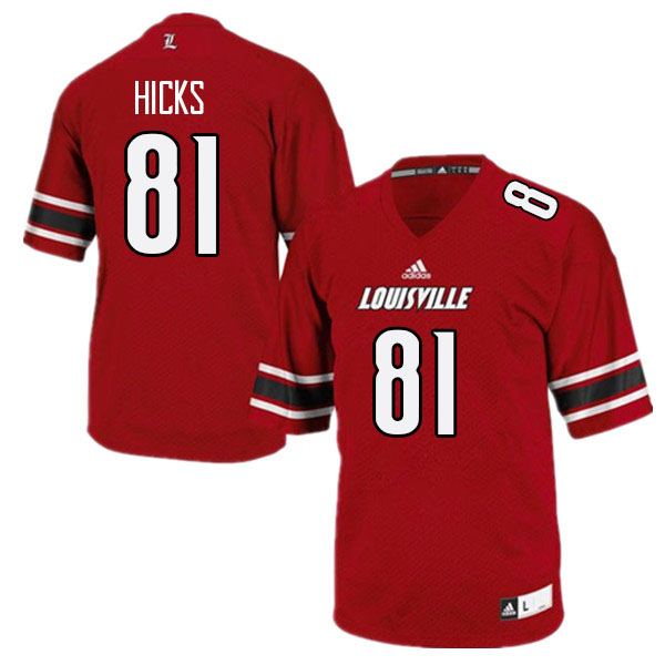 Men #81 Cataurus Hicks Louisville Cardinals College Football Jerseys Stitched Sale-Red